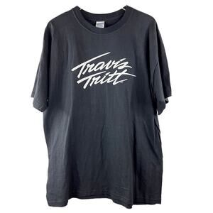 Vintage Travis Tritt 2002 Strong Enough Album Band Black T-Shirt Mens‎ Size XL